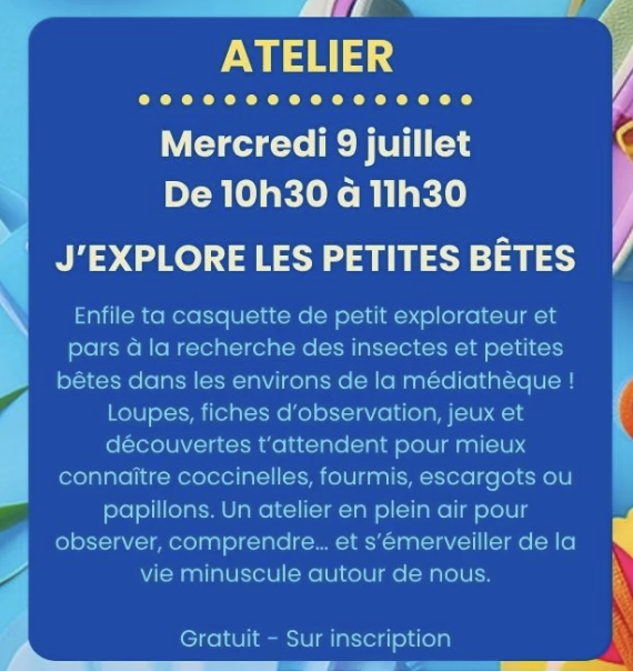Atelier j'explore les petites bêtes