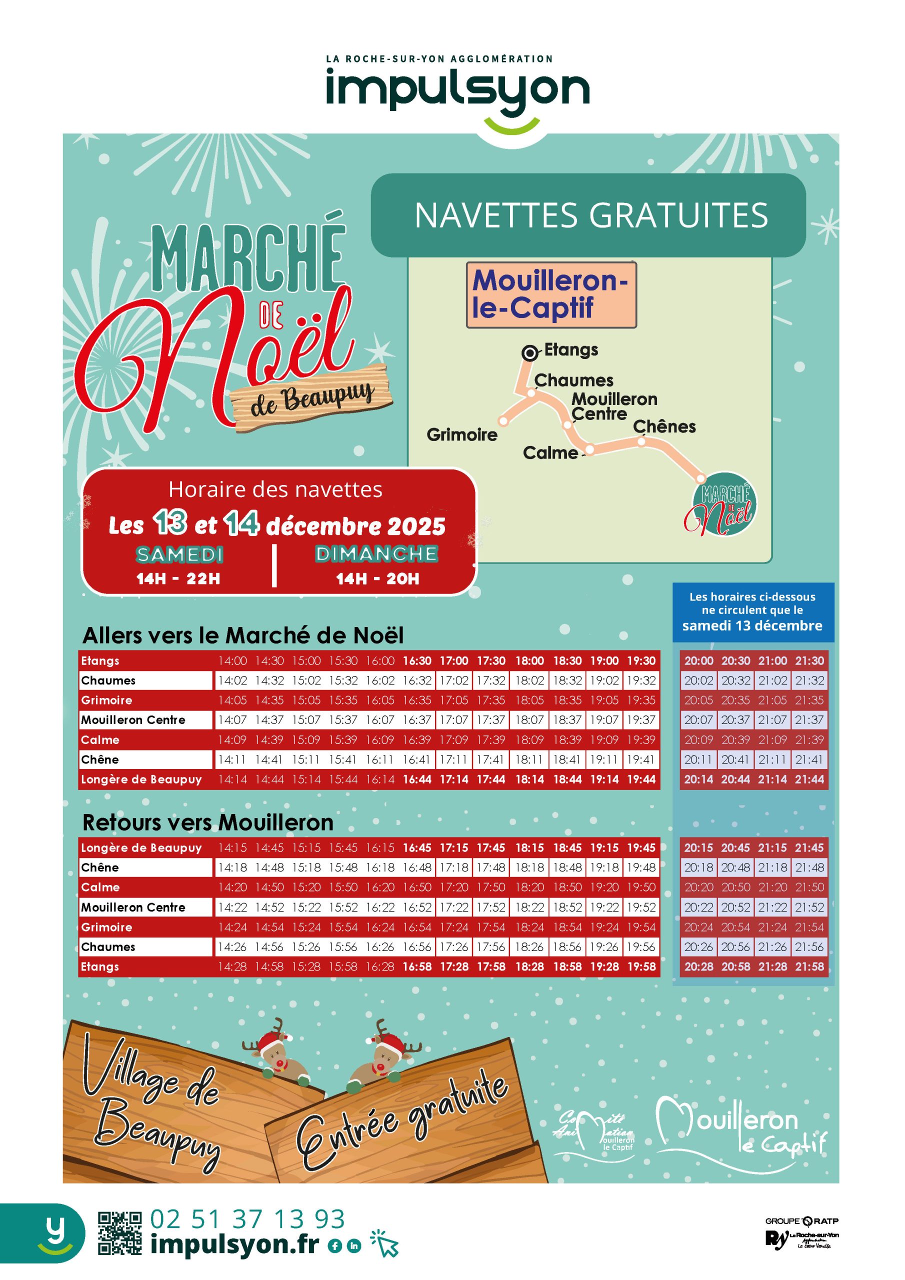Horaires Navette Marché de Noël Beaupuy_13 et 14 déc. 2025